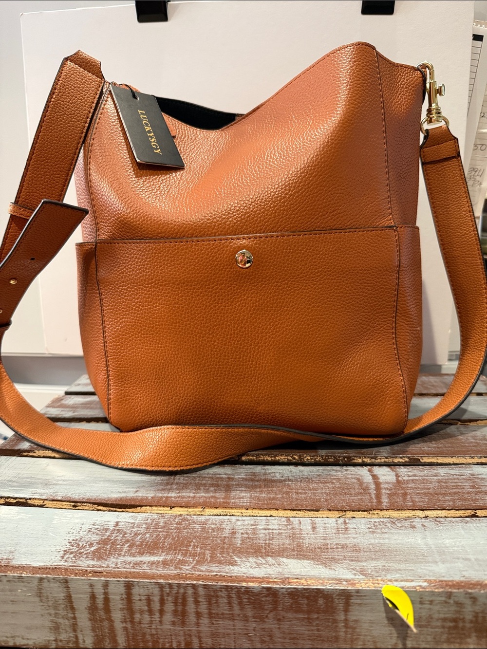 Leather handbag  4 pockets by “luckysgy”11x11